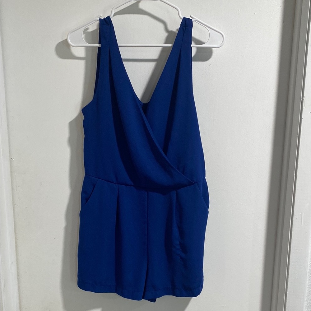 Elegant Royal Blue V-Neck Romper